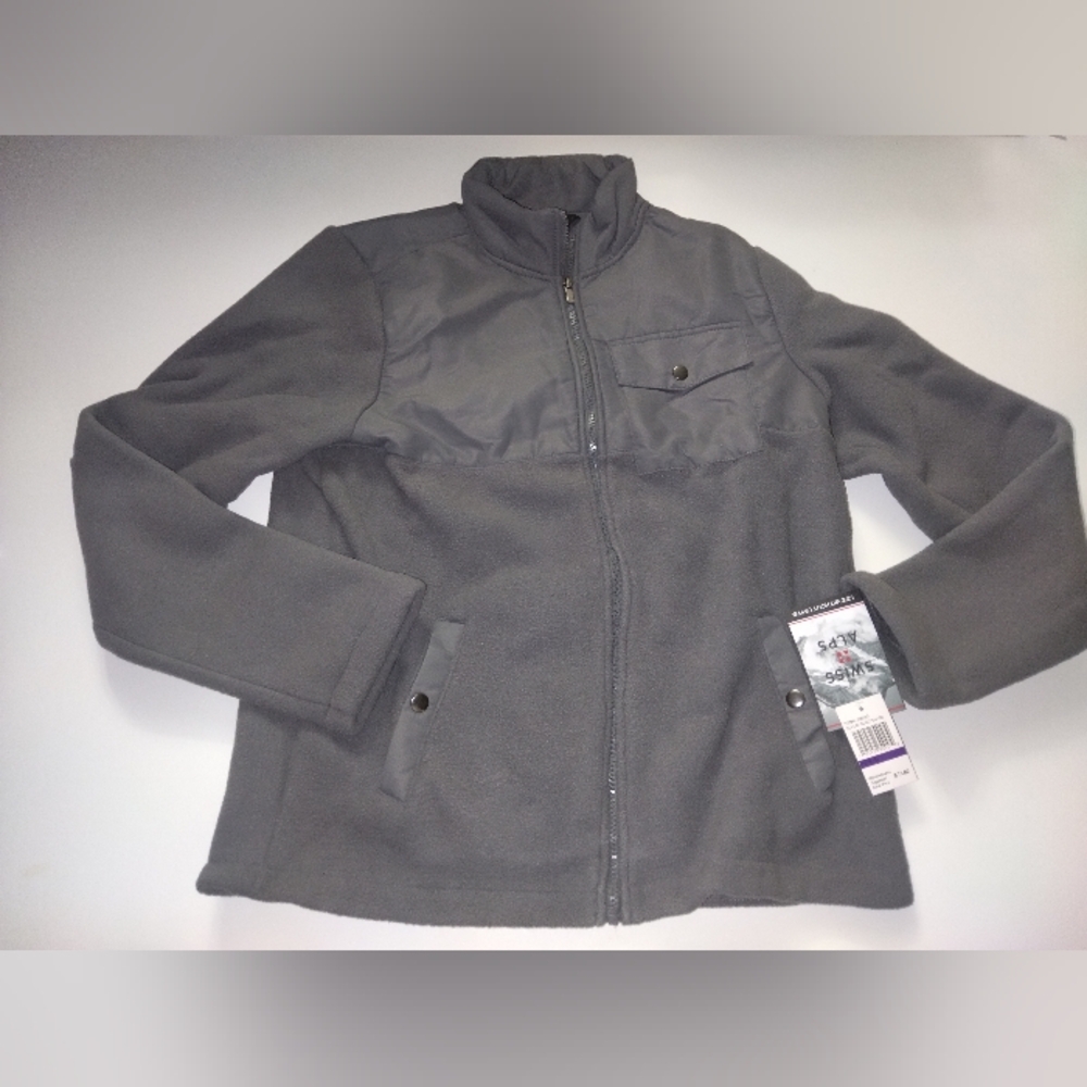 Swiss Alps jacket Gray Full-Zip Fleece Size M New 3 Pockets New
